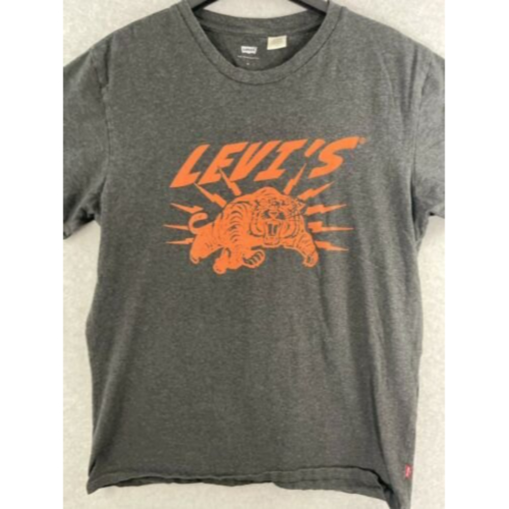 LEVI'S ORANGE TIGER RETRO (Vintage) T SHIRT, CHARCOAL GRAY, Size Medium, GENUINE